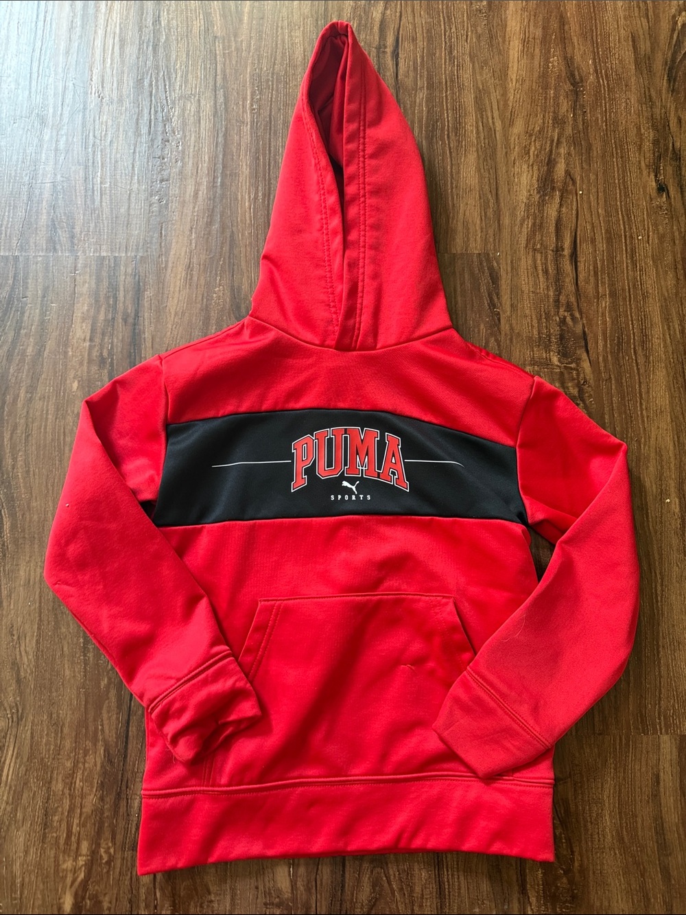 Boys Puma Red and Black Pullover Hoodie with Logo